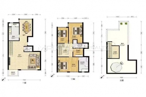 Lakeville at Xintiandi penthouse with 80sqm roof terrace 3bedroom 215sqm ¥45,000 PRS16195