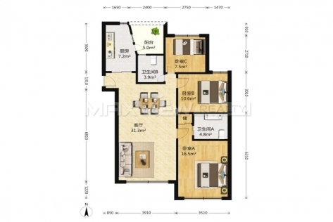 East Huaihai Apartment | 东淮海公寓 3bedroom 130sqm ¥14,000 SHA18255